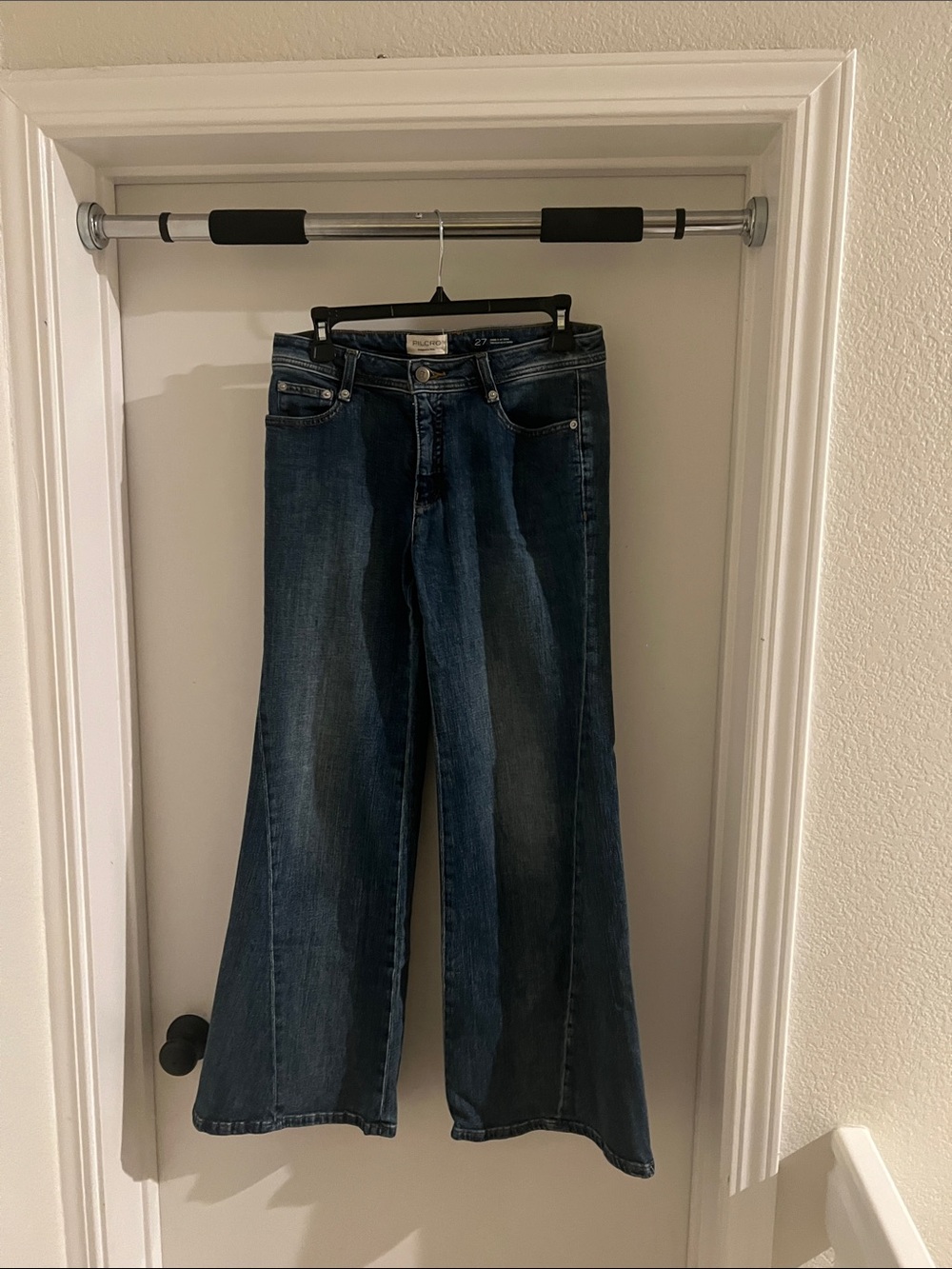 Pilcro Dark Blue High-Rise Wide Leg Jeans